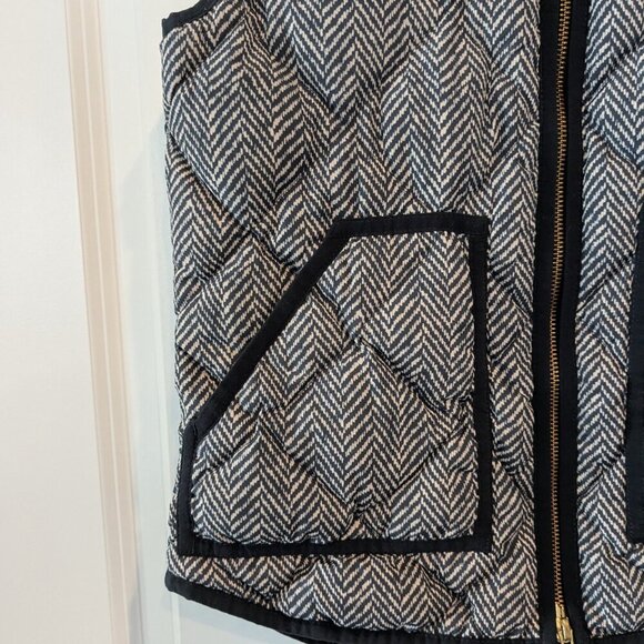 J. Crew Vest Women's XS Gray Excursion Quilted Puffer in Herringbone Full-Zip - Picture 11 of 16